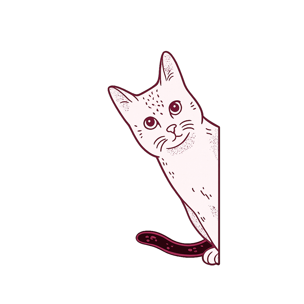 A curious illustrated cat peeking into the contact form